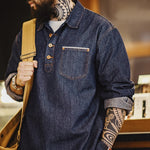 Everett - Behagelig denim poloshirt med brystlomme