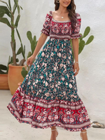 Maxi Kjole - Blomstret - Off Shoulder - Sommerkjole - Maxi-Søndagskjole