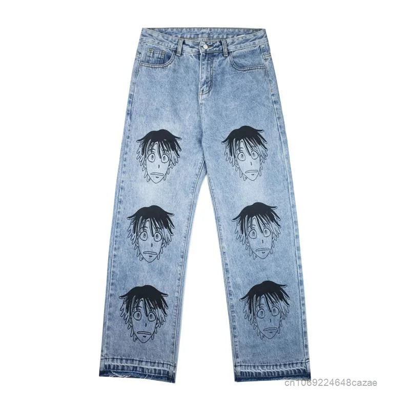 Maxwell - jeans med brede ben med tegneserieprint