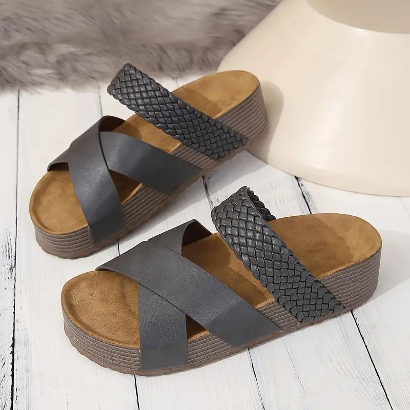 Platform Hjemmesko - Slip On - Cross Strap - Sko til sommer - Sandaler til kvinder