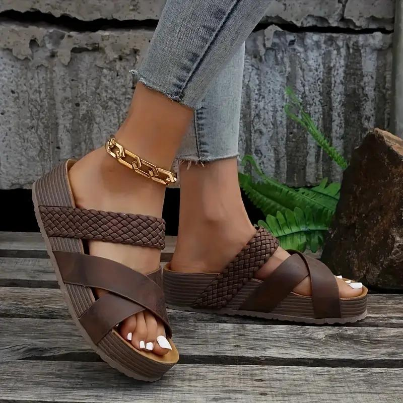 Platform Hjemmesko - Slip On - Cross Strap - Sko til sommer - Sandaler til kvinder