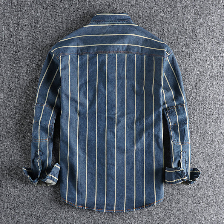 Trendy stribet denimskjorte - Lars