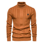 Carter - Klassisk Ribbet Turtleneck Sweater i Karamel