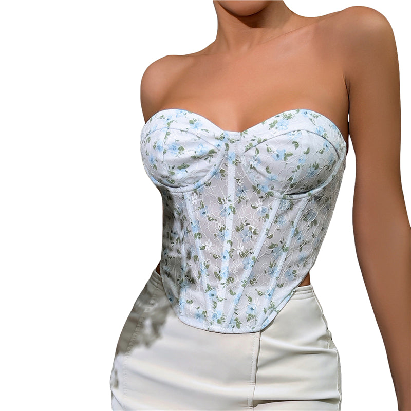 Florence - Floral Lace Bustier Corset Top