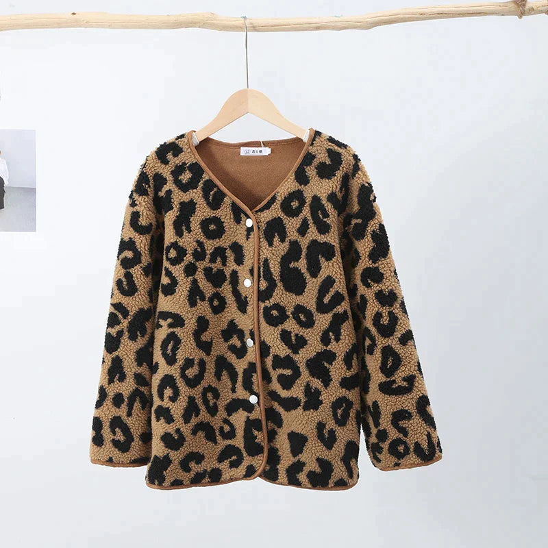 Jasmin - leopardprint cardigan med trykknapper