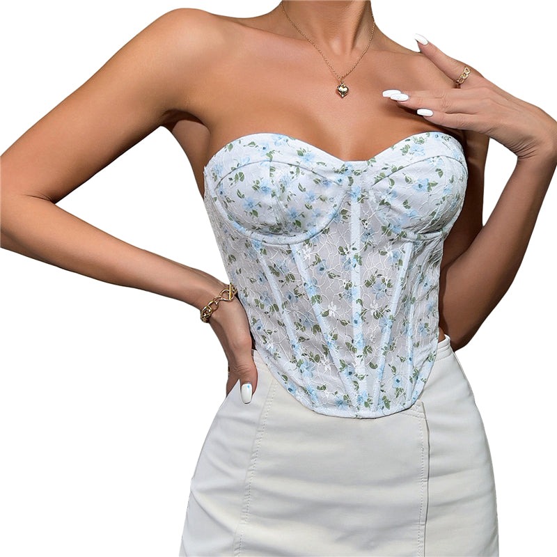 Florence - Floral Lace Bustier Corset Top