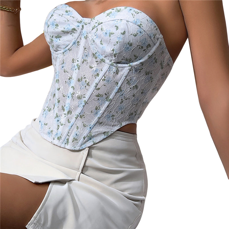 Florence - Floral Lace Bustier Corset Top