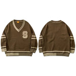 Everett - varsity sweater med stribede manchetter og monogram