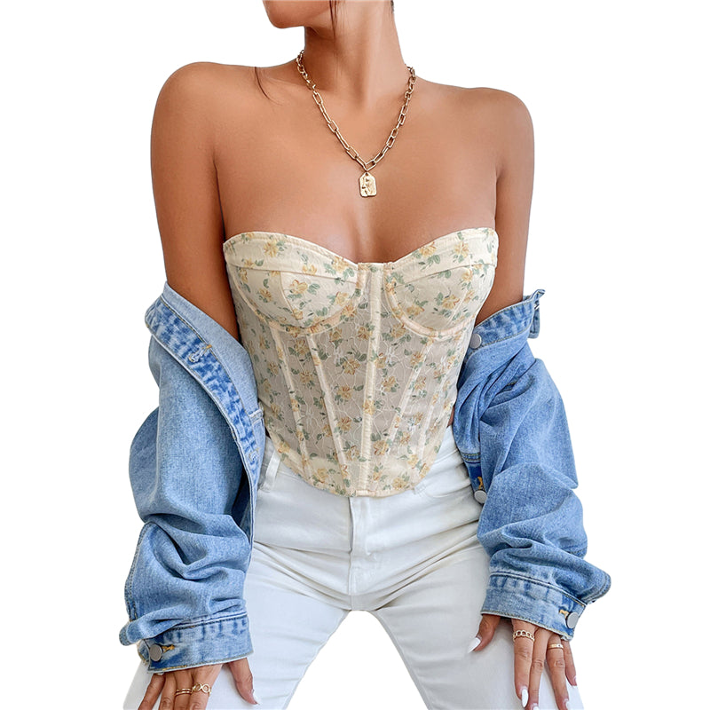 Florence - Floral Lace Bustier Corset Top