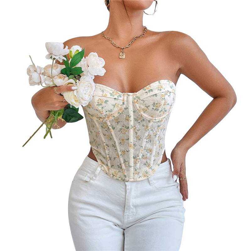 Florence - Floral Lace Bustier Corset Top