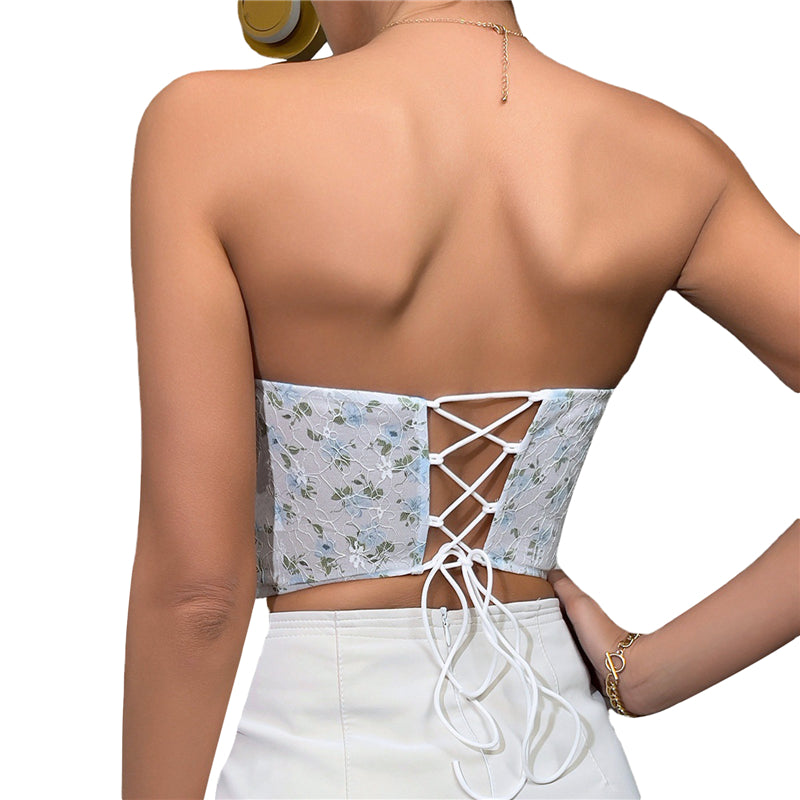 Florence - Floral Lace Bustier Corset Top