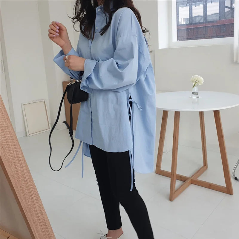 Camilla - Oversized button down bluse med justerbare ærmer