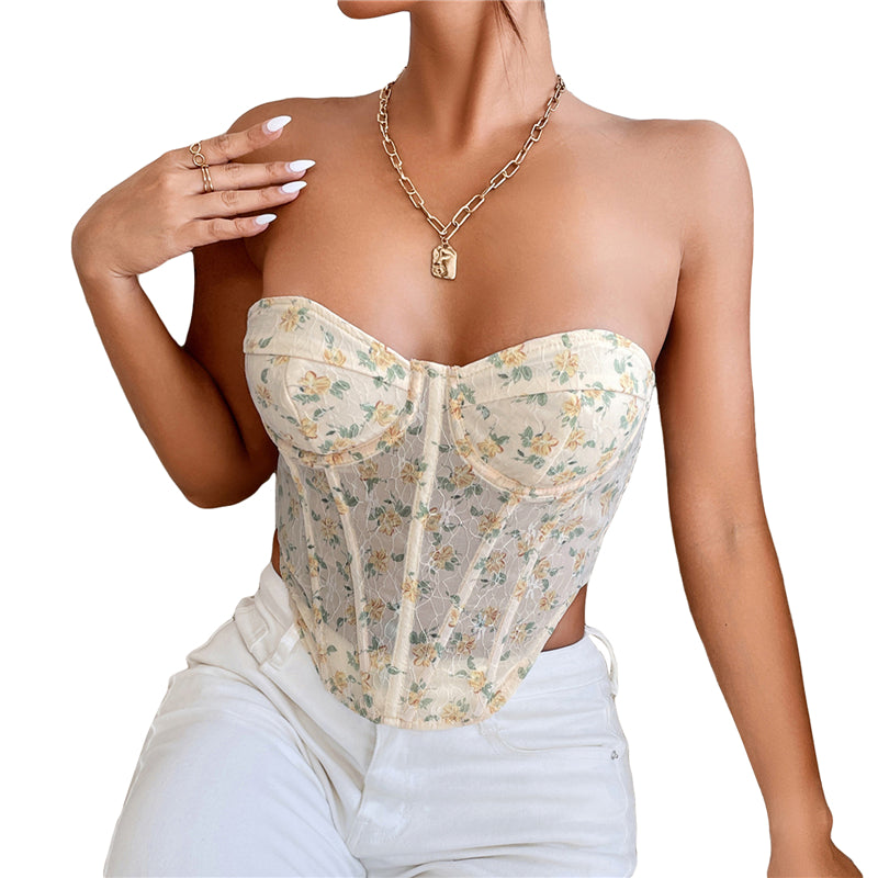 Florence - Floral Lace Bustier Corset Top