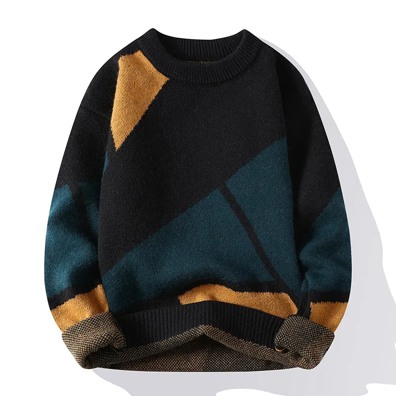 Hudson - sweater med rund hals i geometrisk mønster