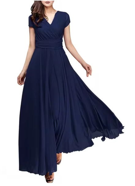 Claire Glamour | V-hals Lang Aftenkjole