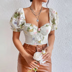 Valentina - Off shoulder blondekorset med blomsterbroderi