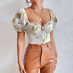 Valentina - Off shoulder blondekorset med blomsterbroderi