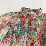 Amara - paisley bluse med pufærmer