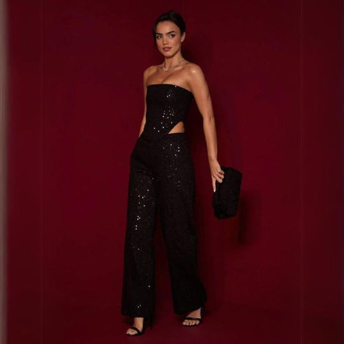 Bianca - Stropløs jumpsuit med pailletter