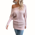 Grace - Off-Shoulder Ribstrikket Sweater