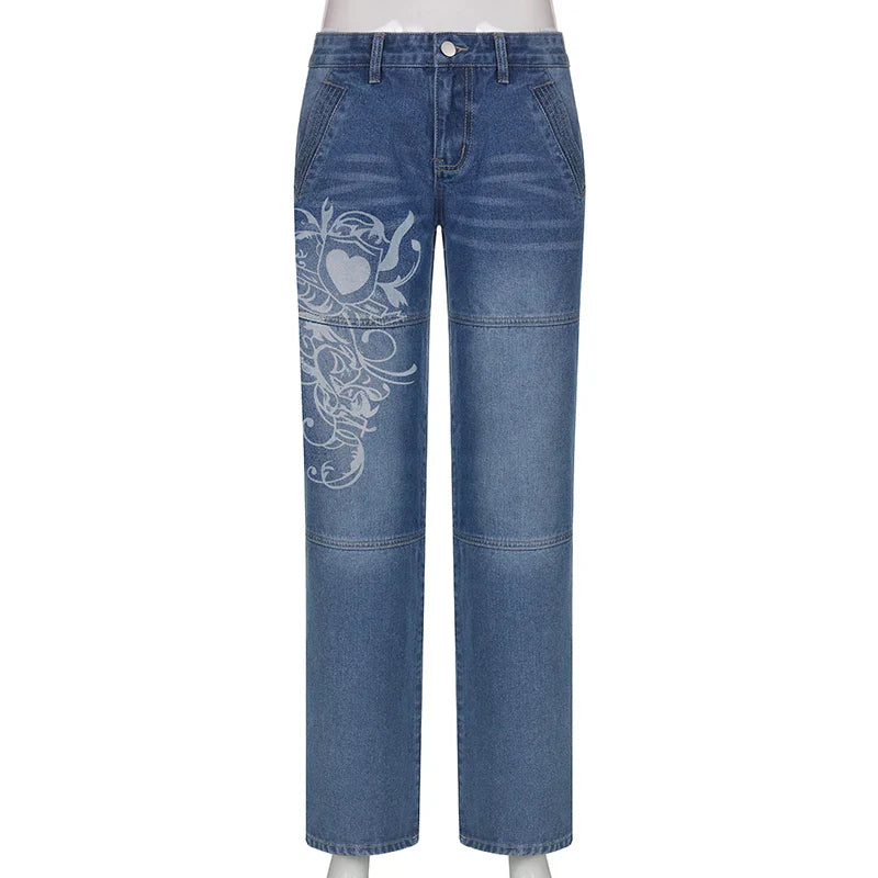 Evelyn - Løse jeans med broderede accenter