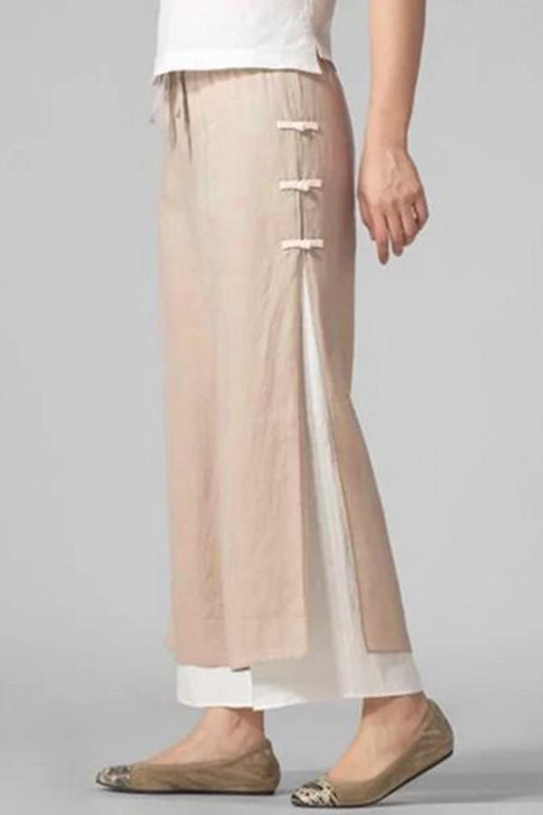 Wide-Leg Bukser med Lagdelte Detaljer | Hørblanding | Elegant & Komfortabel