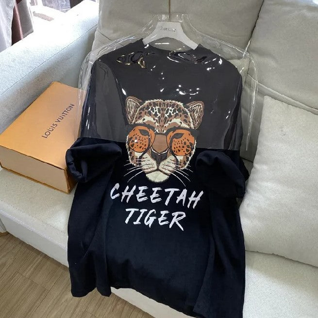 Indira - Casual langærmet cheetah sweatshirt med tigertryk