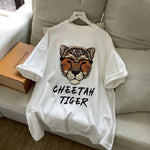 Indira - Casual langærmet cheetah sweatshirt med tigertryk