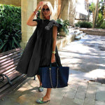 MODA pink patchwork enkel sommerkjole med rund hals