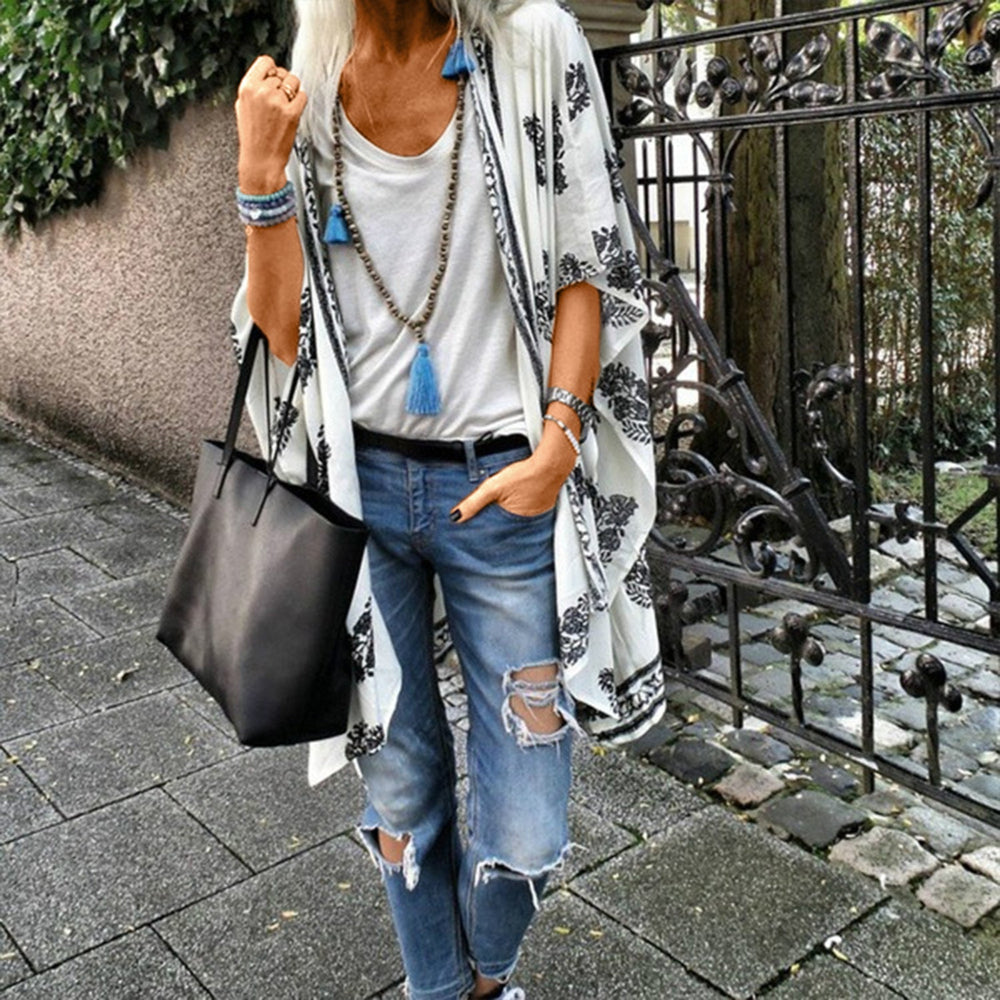 MODA Rød kimono med v-hals og knapper