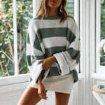 Jade - Stribet sweater med rund hals