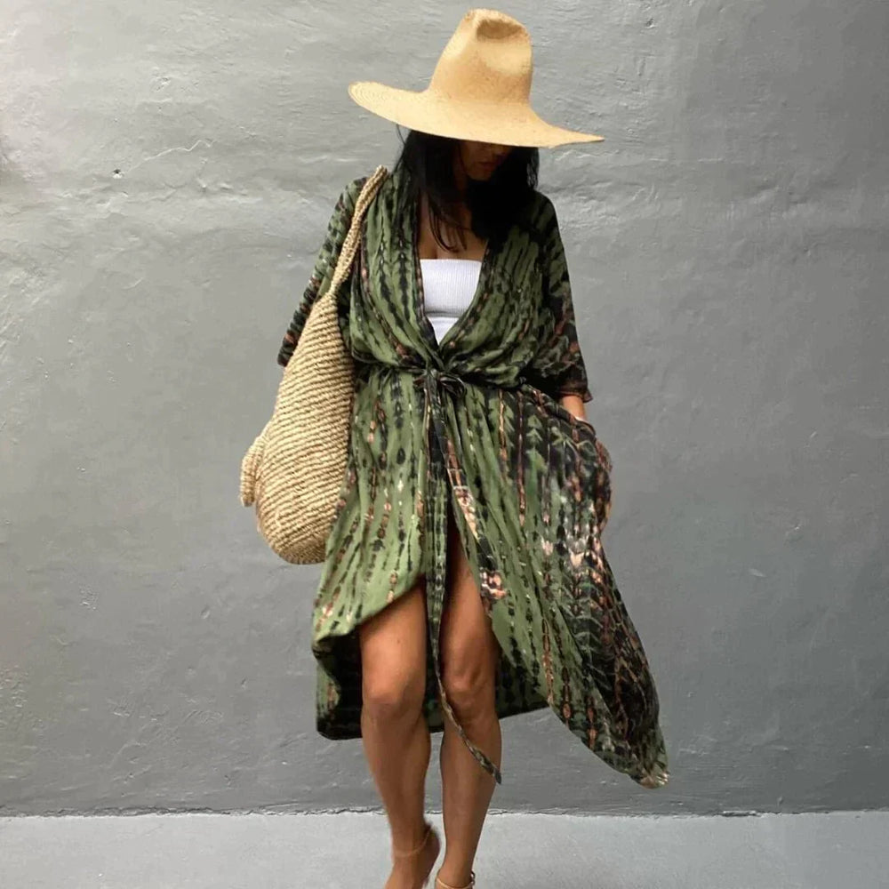 Devako | Stilfuld kimono armygrøn