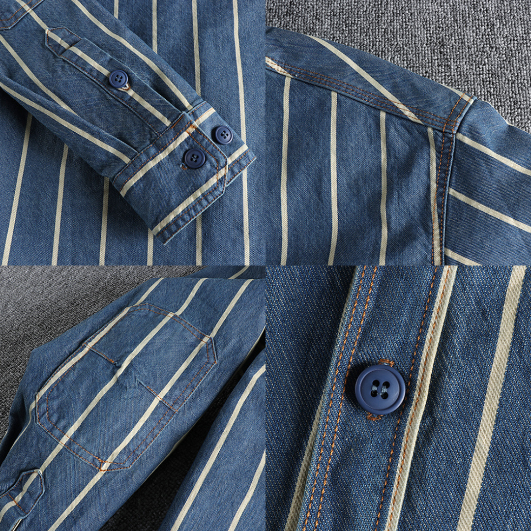 Trendy stribet denimskjorte - Lars