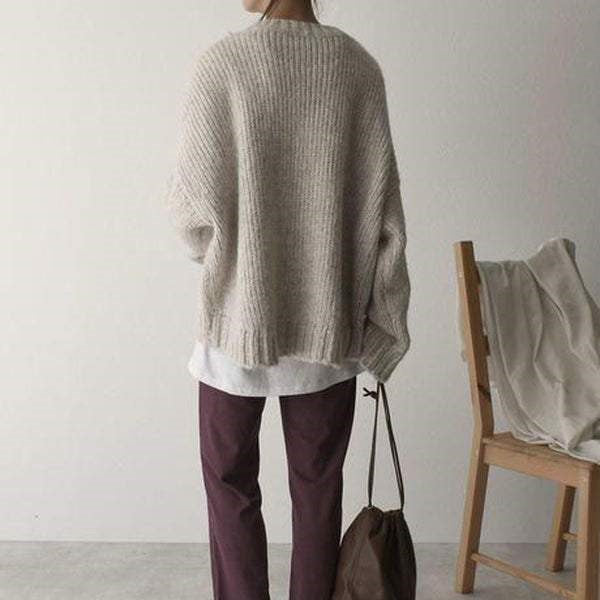 Harmony - Oversize Ribbet Sweater med Lagdelt Kant