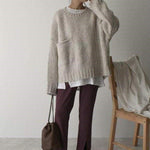 Harmony - Oversize Ribbet Sweater med Lagdelt Kant