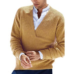 Theodore - Tekstureret Strikket V-Hals Sweater i Sennep