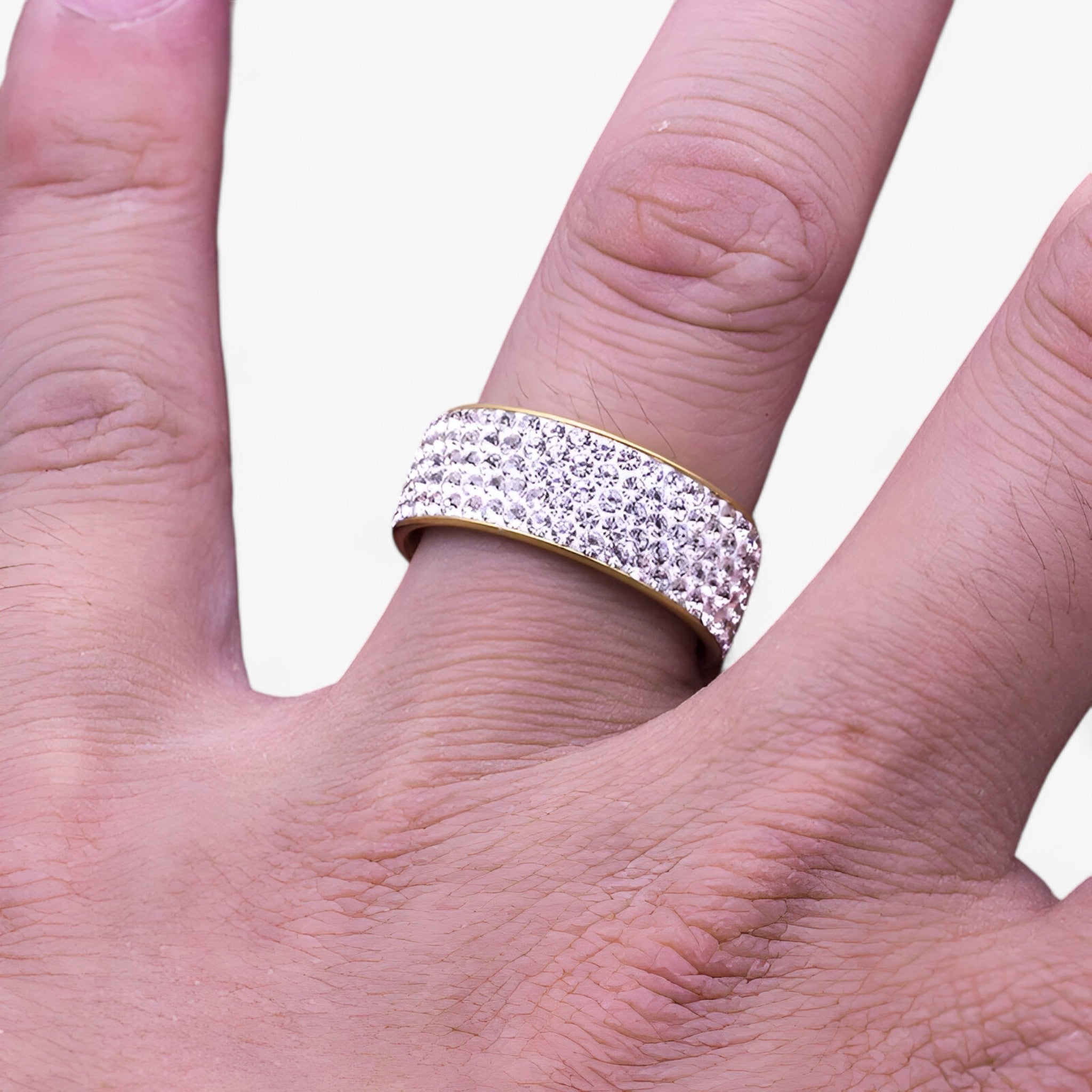 Hailie | Krystal vielsesring - elegant rustfrit stål