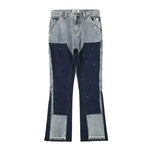 Maxim - Tofarvede flared jeans med plettede detaljer