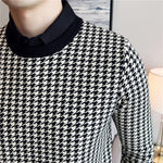 Theodore - houndstooth sweater med opretstående krave