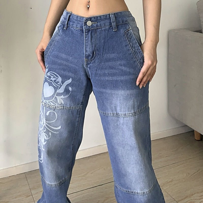 Evelyn - Løse jeans med broderede accenter