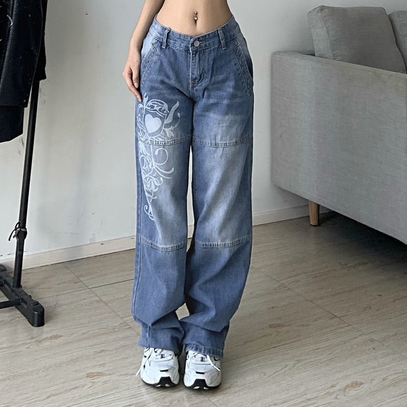 Evelyn - Løse jeans med broderede accenter