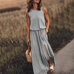Aurelia - Elegant boho maxikjole med elastik i taljen