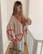 Vintage Elegant Loose Heart Bags Bluse