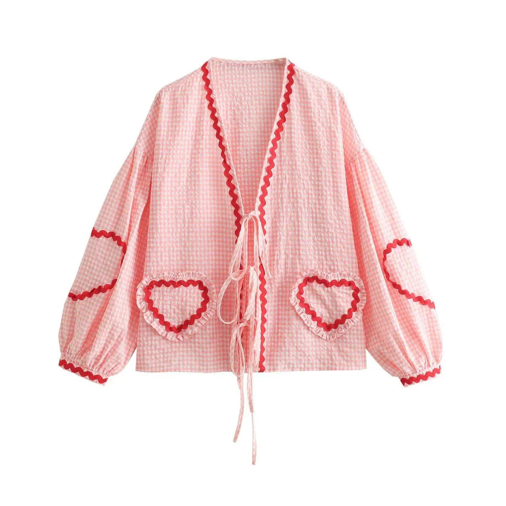 Vintage Elegant Loose Heart Bags Bluse