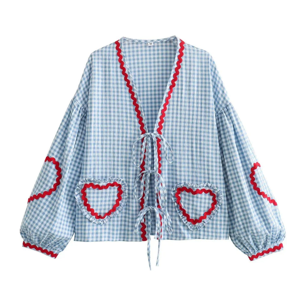 Vintage Elegant Loose Heart Bags Bluse