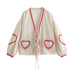 Vintage Elegant Loose Heart Bags Bluse