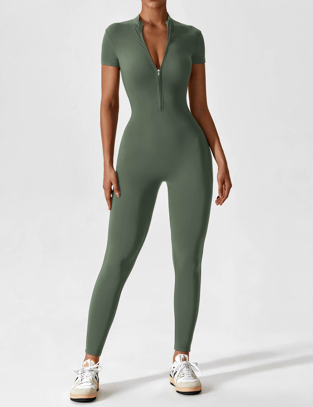 Wanda - Langærmet / kortærmet jumpsuit med lynlås