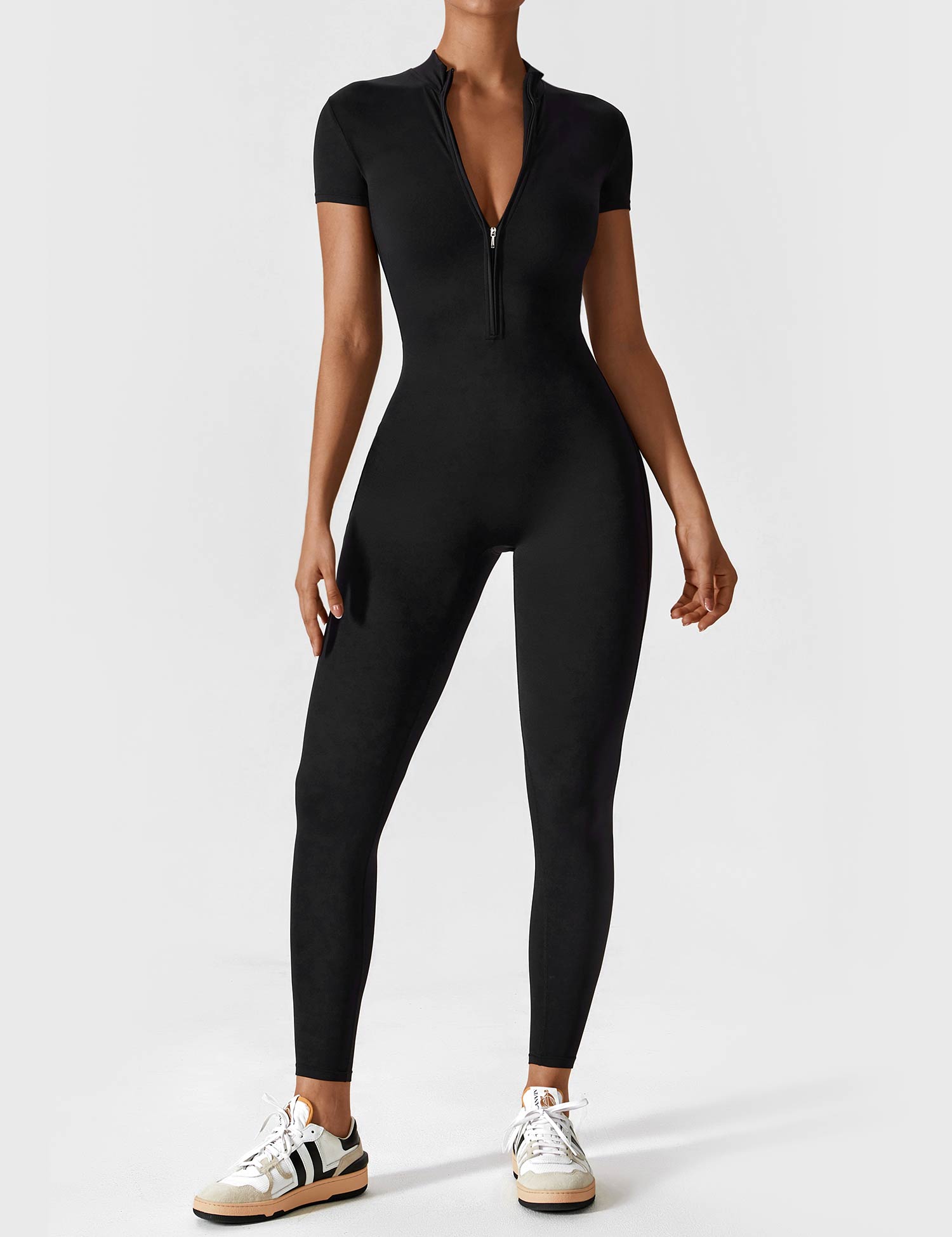 Wanda - Langærmet / kortærmet jumpsuit med lynlås